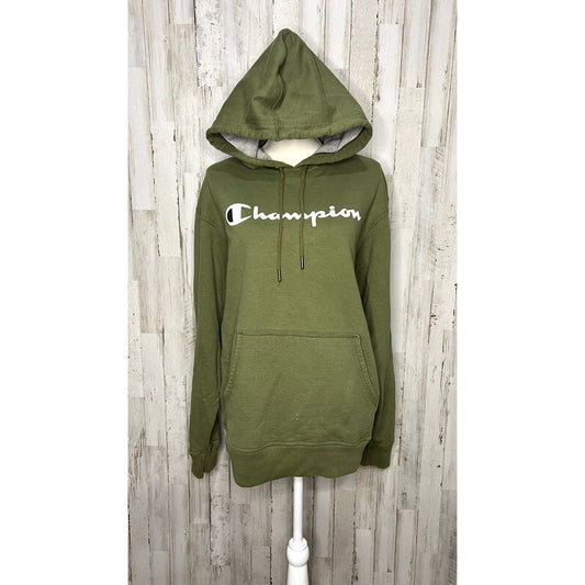 Champion Men's Medium Green Logo Pullover Hoodie