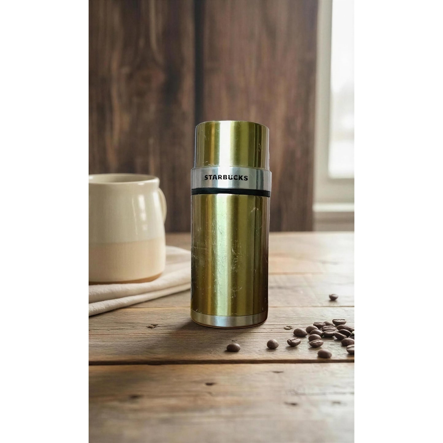 Starbucks Travel Thermos Bottle Gold Insulated 17 oz 2006