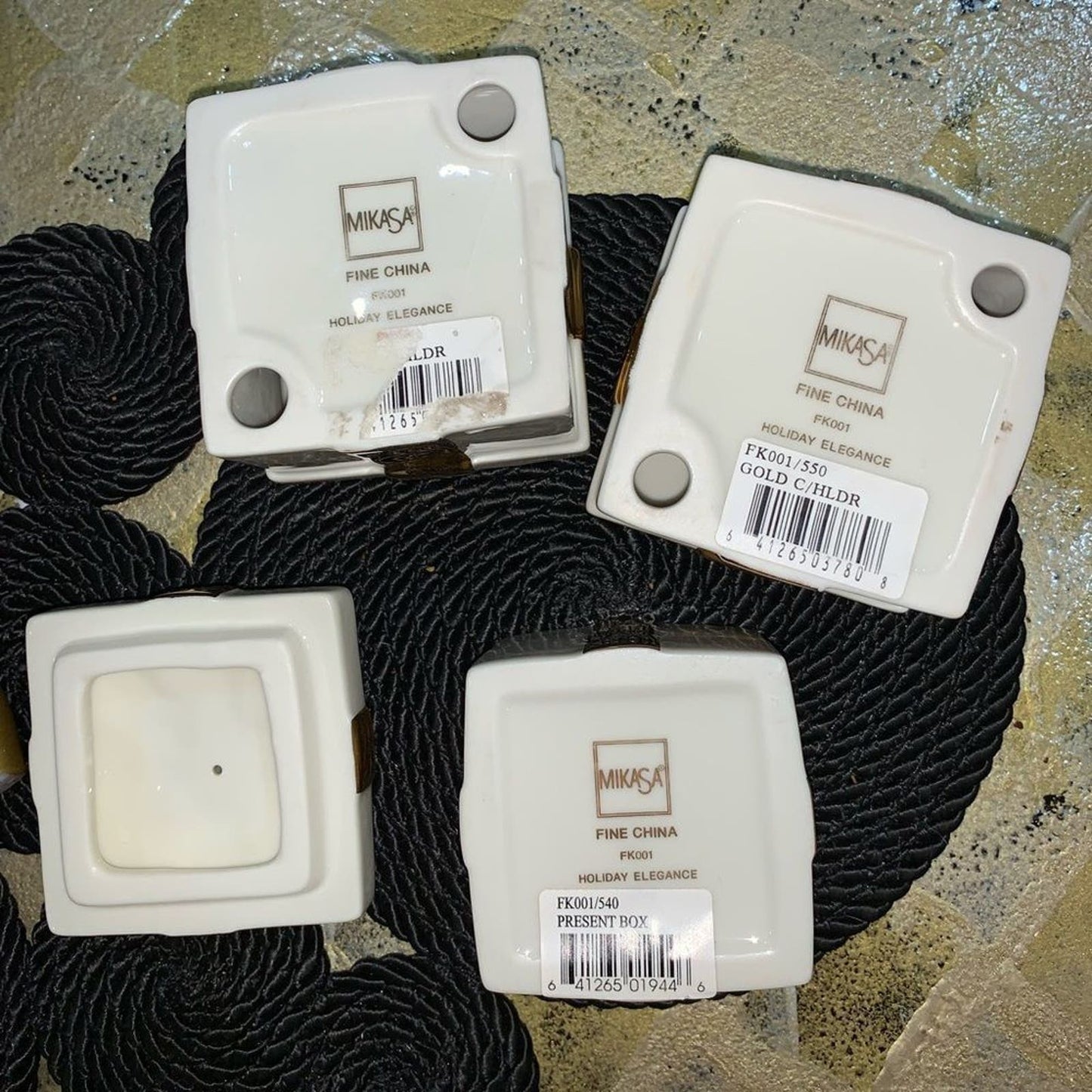Mikasa Holiday Elegance Porcelain Candle Holders/Trinket Box