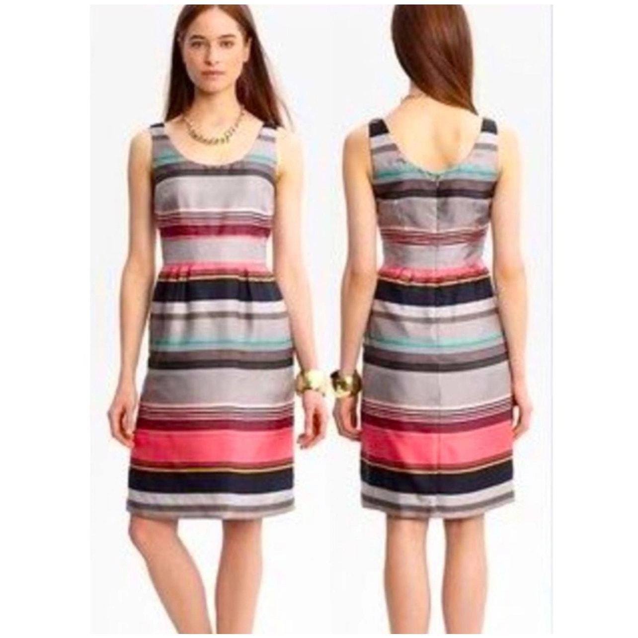 NWT Banana Republic Women's Size 6 Sleeveless Silk Striped Casey Sheath Dress