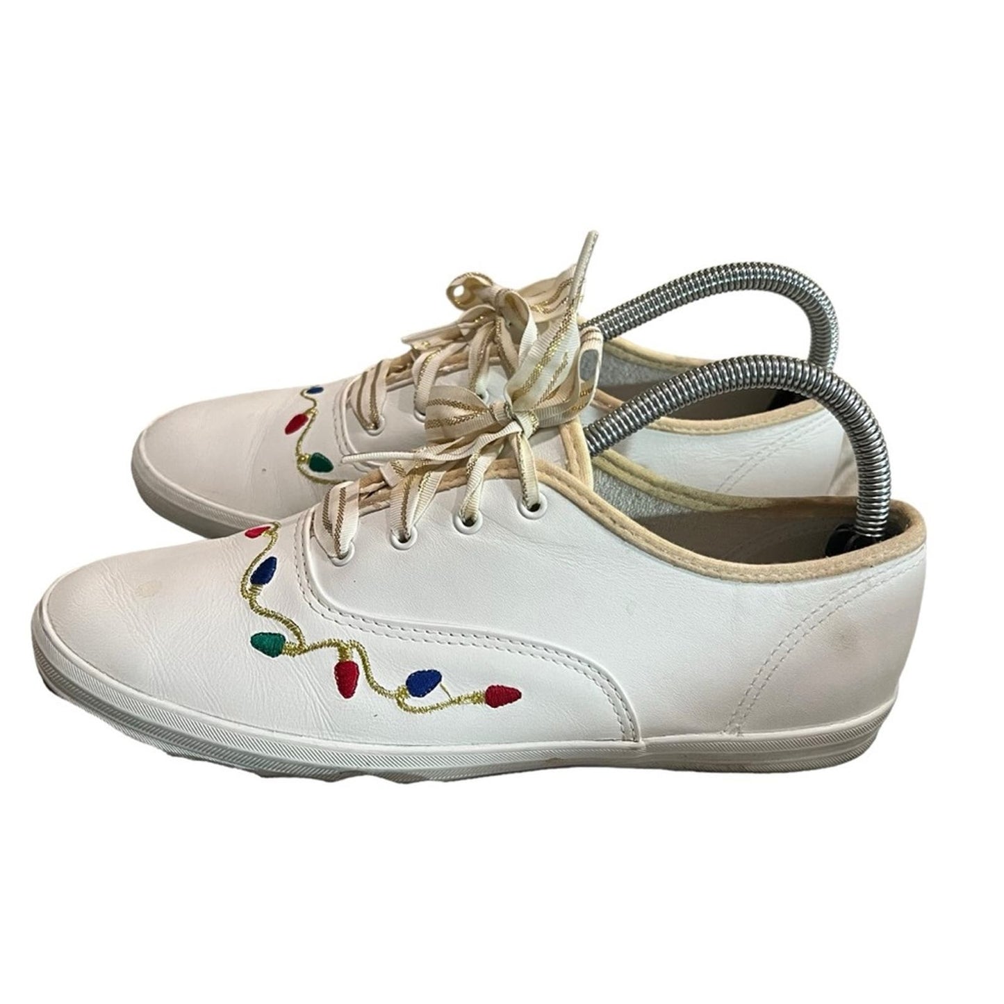 Keds Coaster’s Christmas sneakers, Gold Shoe Laces - Women's Size 8