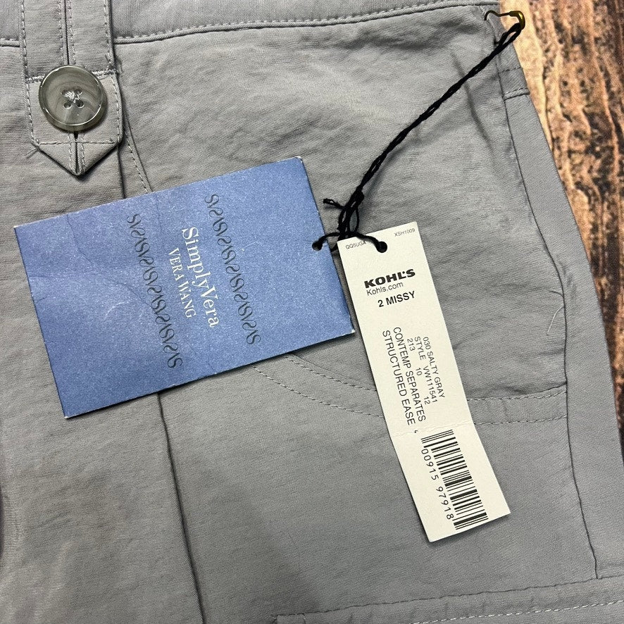 NWT Simply Vera Wang Women's Gray Cargo Mini Skirt Size 2 Casual Pockets