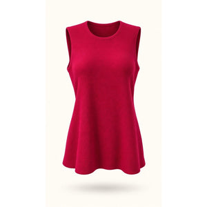 Adrienne Vittadini Sweater Tank Womens Large Red Sleeveless Scoop 100% Cashmere