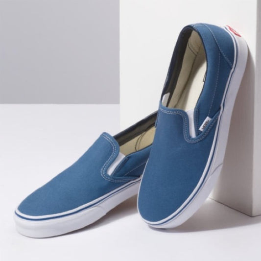 Vans Classic Blue/White Slip-on Shoes - Men's 7.5 / Women's 9.0