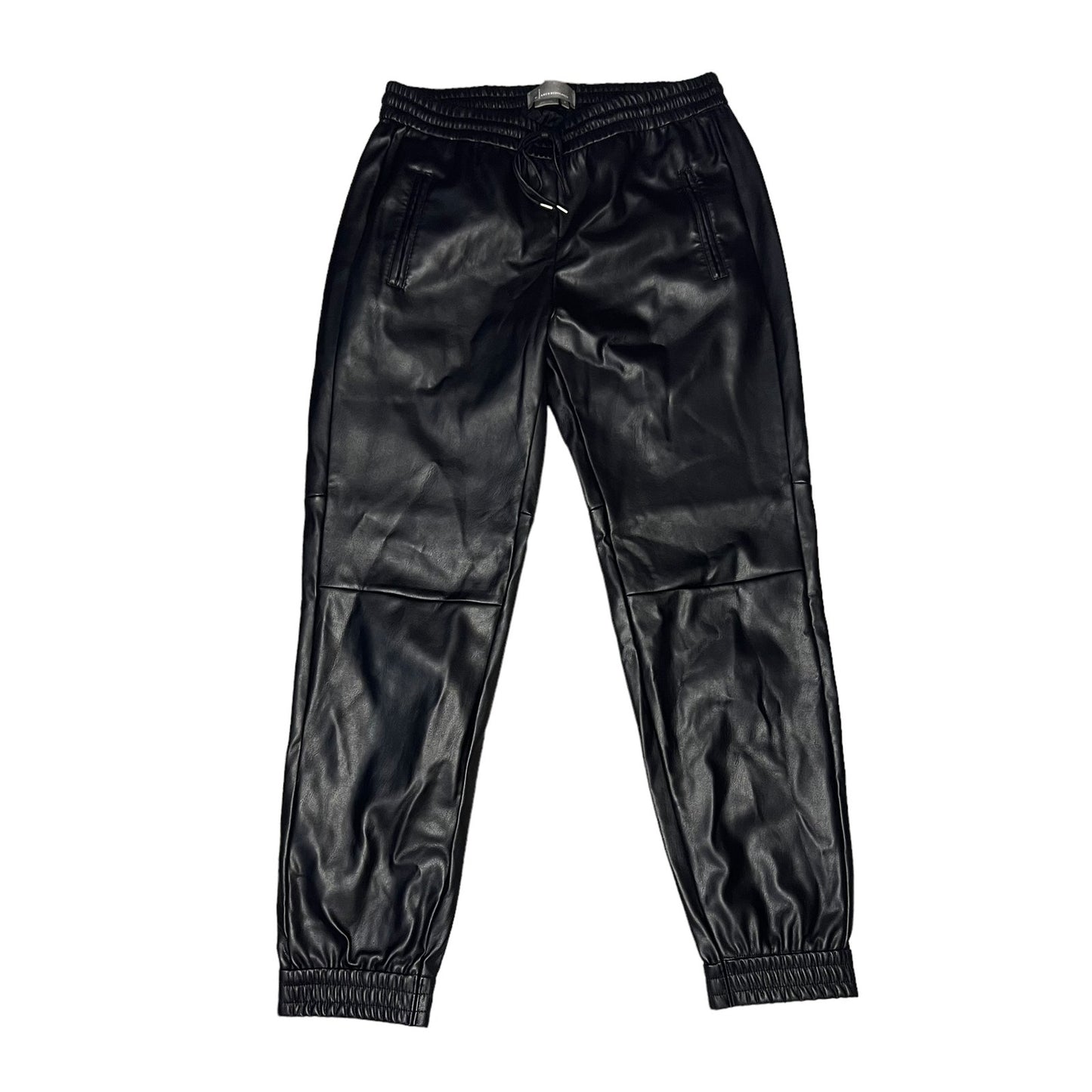 Anthropologie Women's Small Black Sleek Faux Leather Elastic Waist Joggers