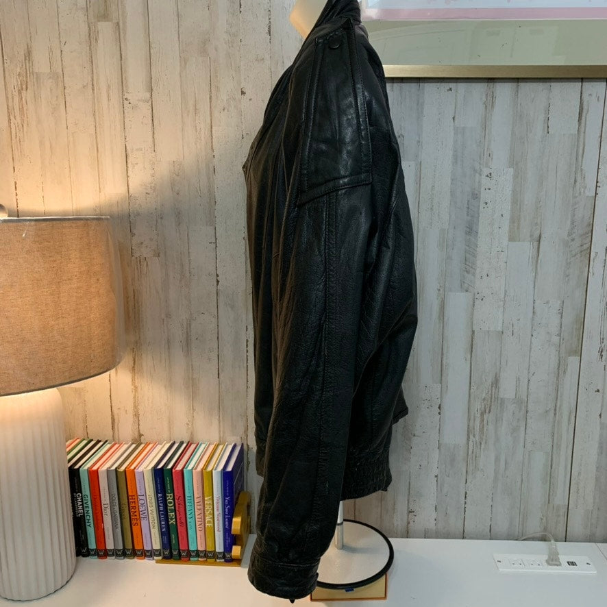Wilsons The Leather Experts Jacket XL Black Biker Asym Snap