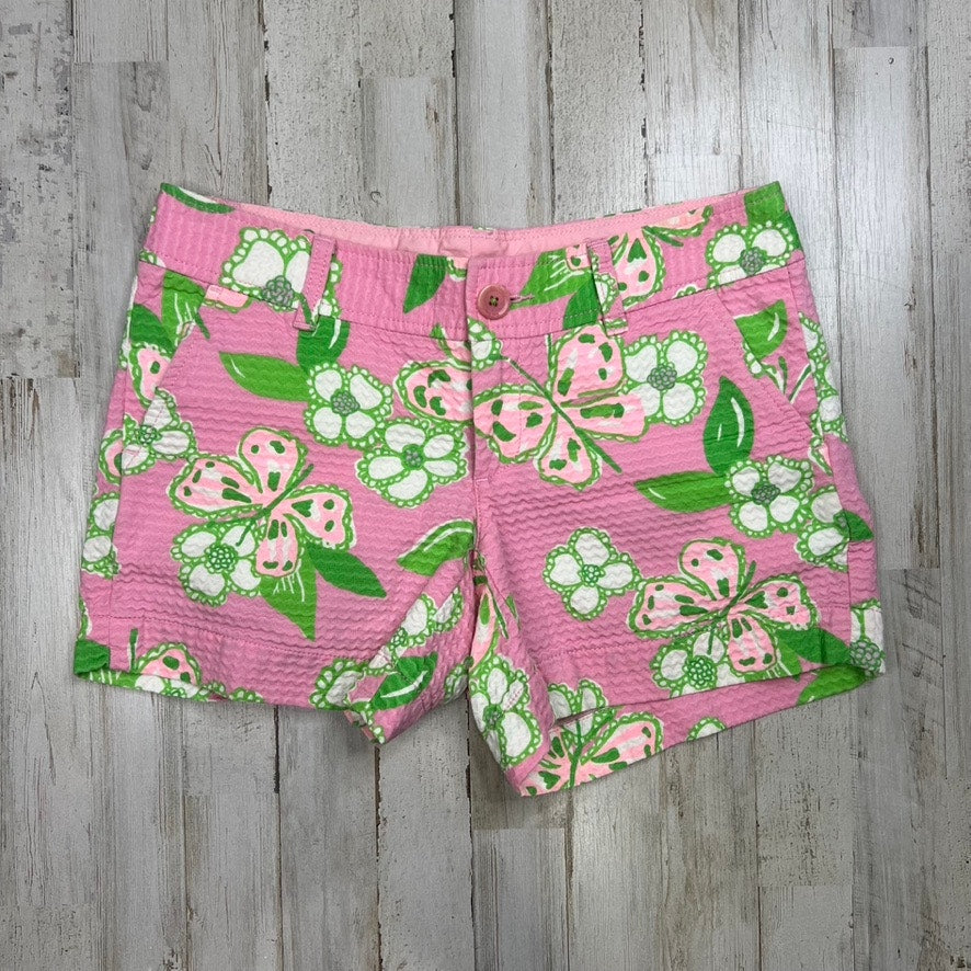 Lilly Pulitzer Callahan Shorts Size 0 Pink Butterfly Floral Print Summer Casual