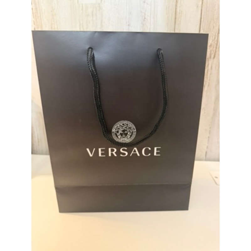 Versace Black Shopping Gift Bag Medusa Logo Rope Handles Boutique Tote