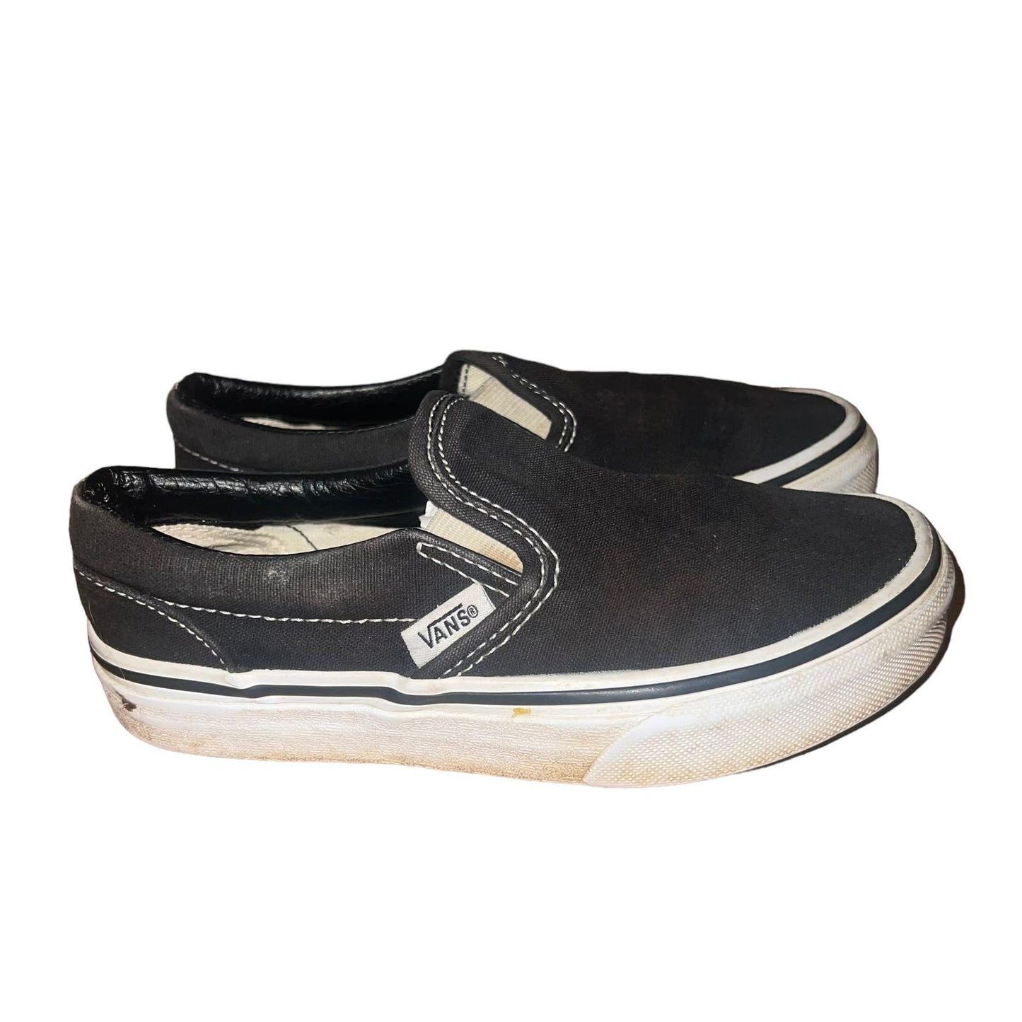 Vans Classic Slip-on Black Canvas Sneaker Unisex Kids Size 13.0