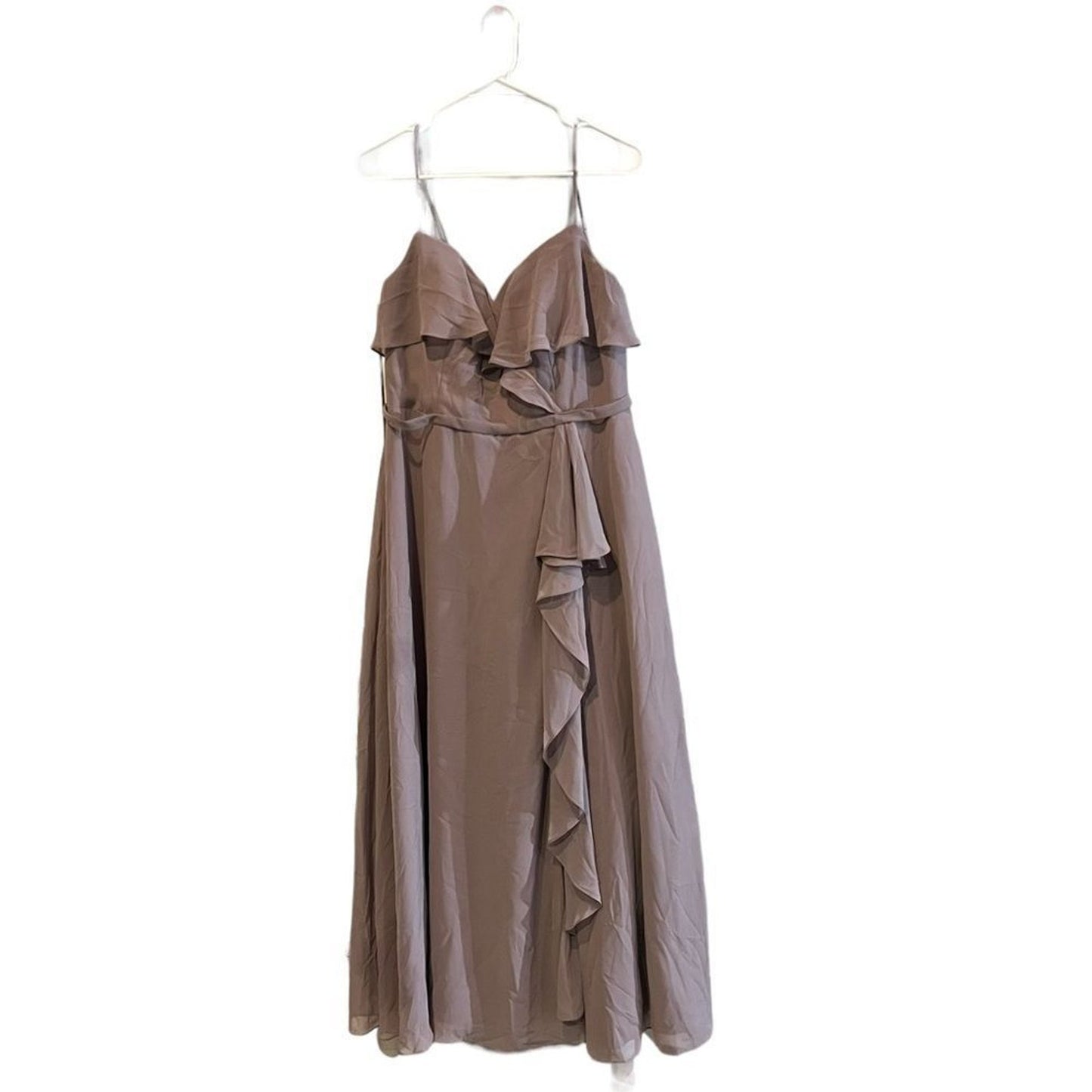Azazie Bridesmaid Dress Womens C Dusty Mauve Purple V-Neck A-Line Maxi
