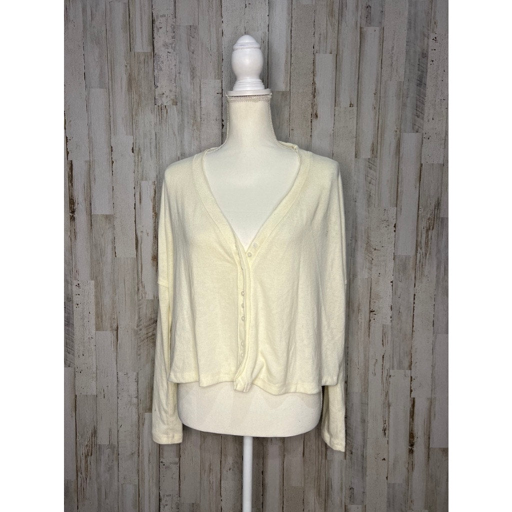 Urban Outfitters Women's Size Small Oversized Ivory V-Neck Cardigan Sweater