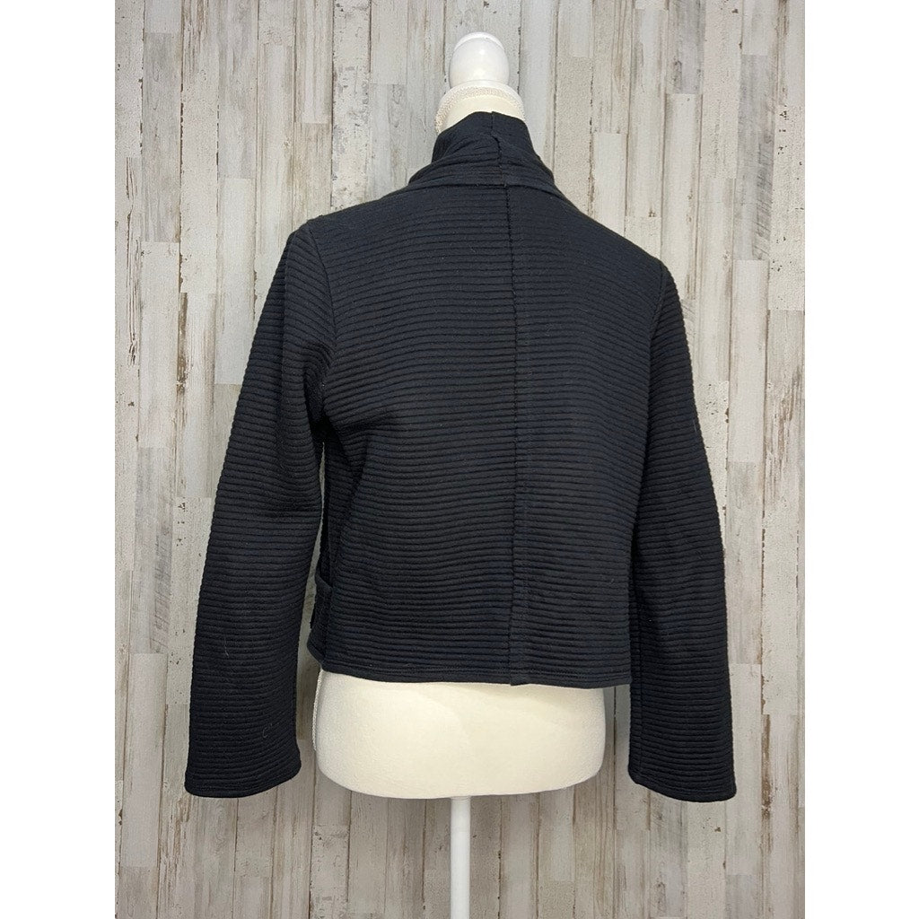 Dolan Women's Black Ribbed Cropped Blazer Jacket Size Medium Casual