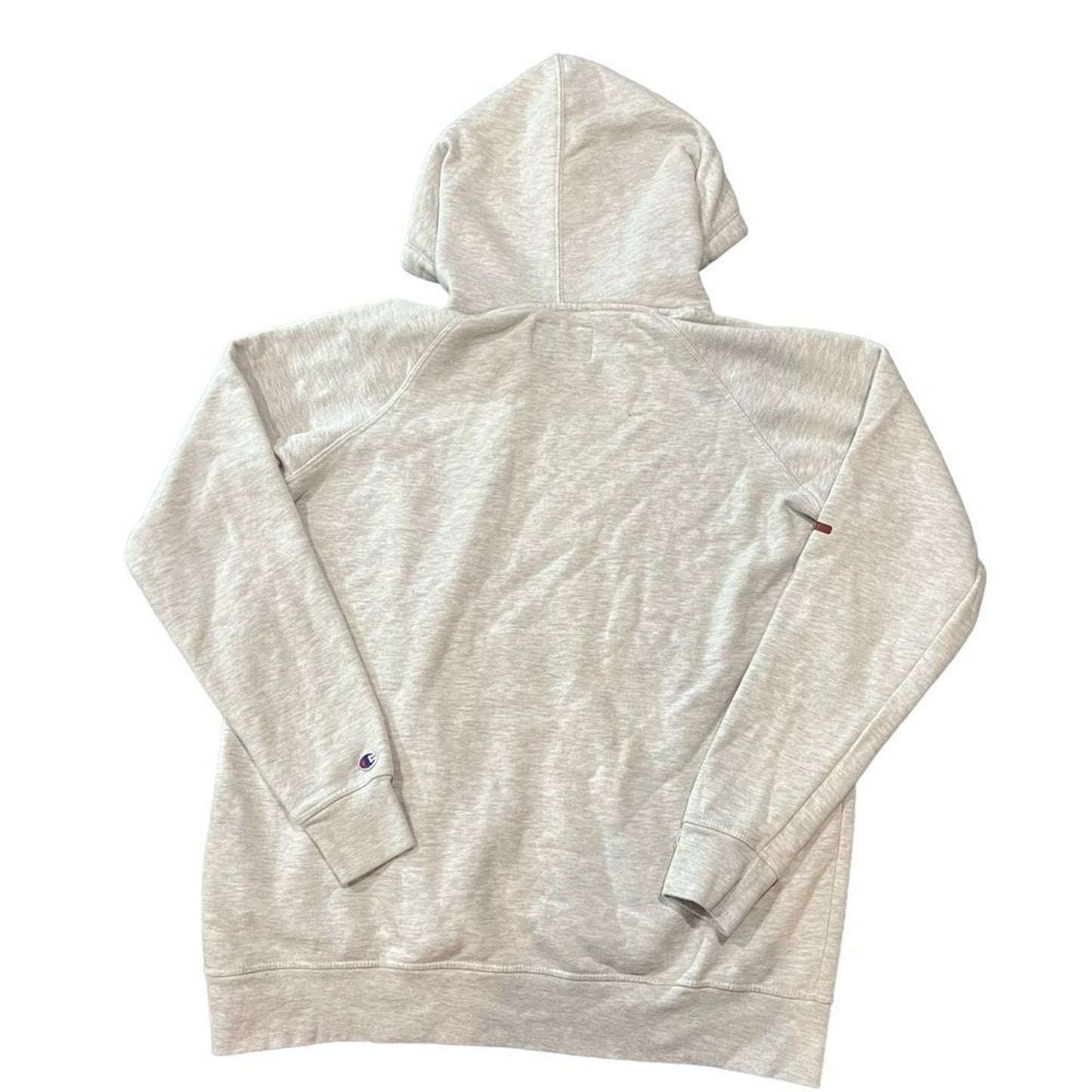 Champion Hoodie Womens Size Small Oatmeal Heather Pullover Script Sleeve Logo
