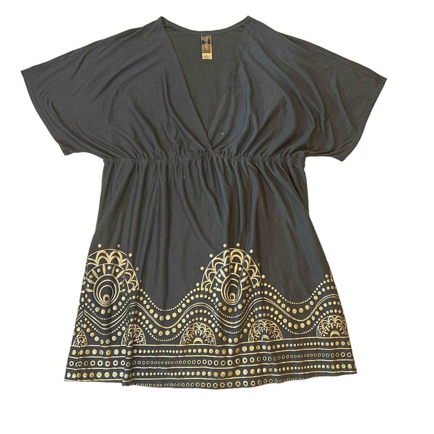 Swimsuits For All Women's Navy & Silver V-Neck Dress w/ Details Cover-up Size 26