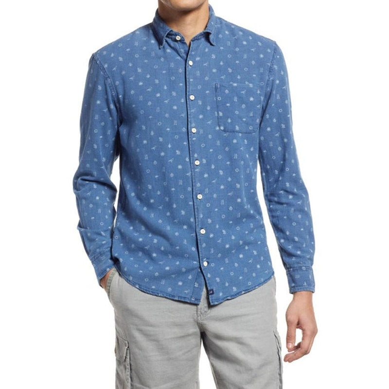 Johnnie-O Men's Medium Hangin' Out Darcy Beach Chambray Button-Up Shirt