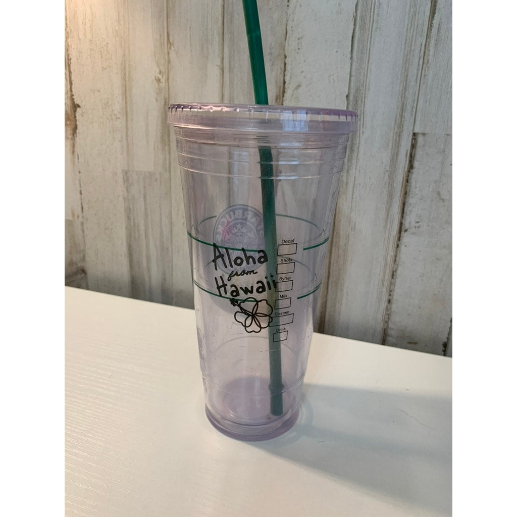 Starbucks Tumbler Clear Aloha from Hawaii 20 oz w/ Straw