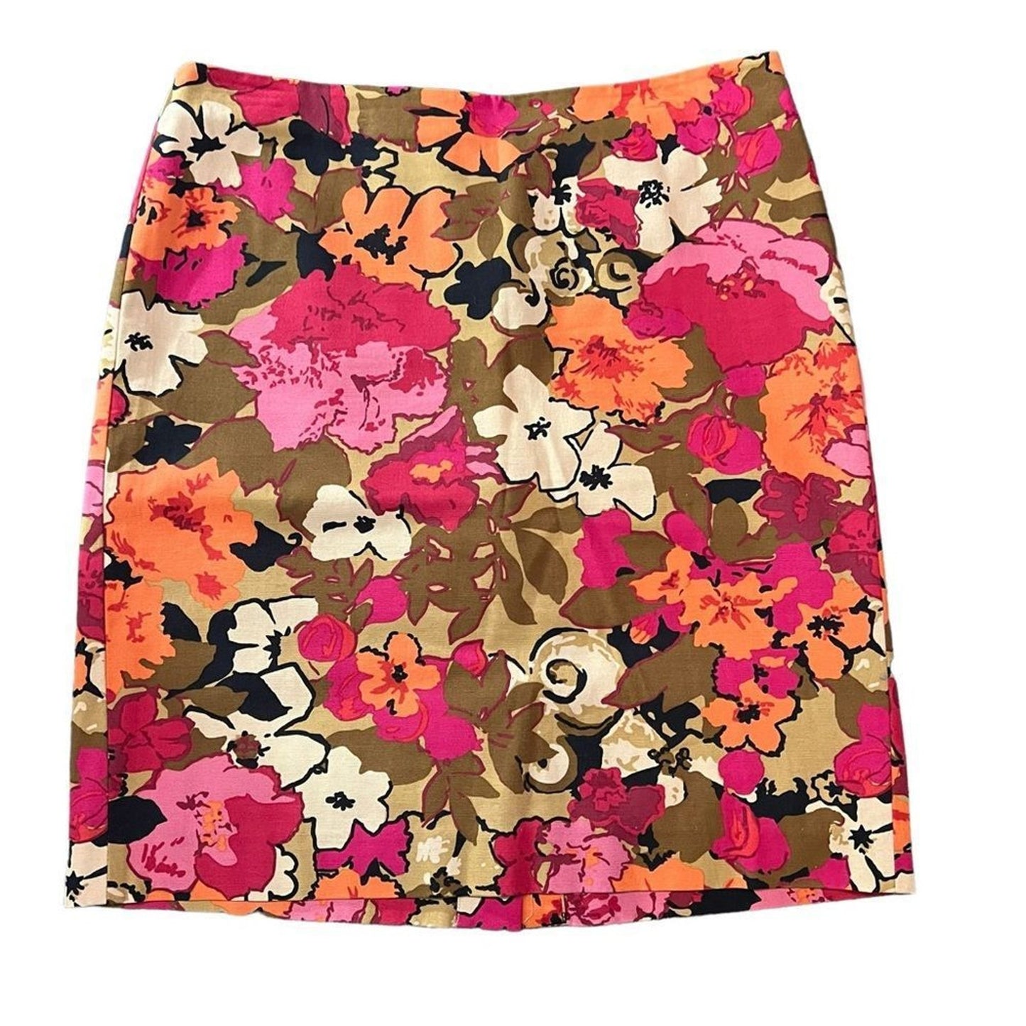 Talbots Petites Skirt Womens Size 12P Floral Pencil Knee Length Lined
