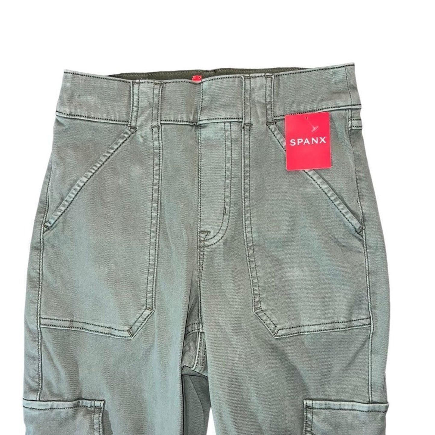 SPANX Cargo Pants Womens Small Green Utility Stretch Multi-Pocket Slim