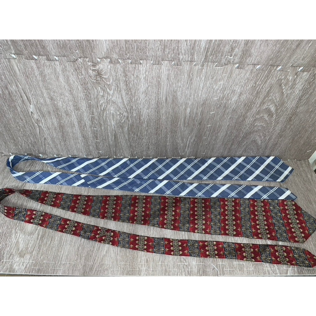 Vintage Silk Ties Plaid & Check Men's Designer 2 Piece Set Calvin Klein