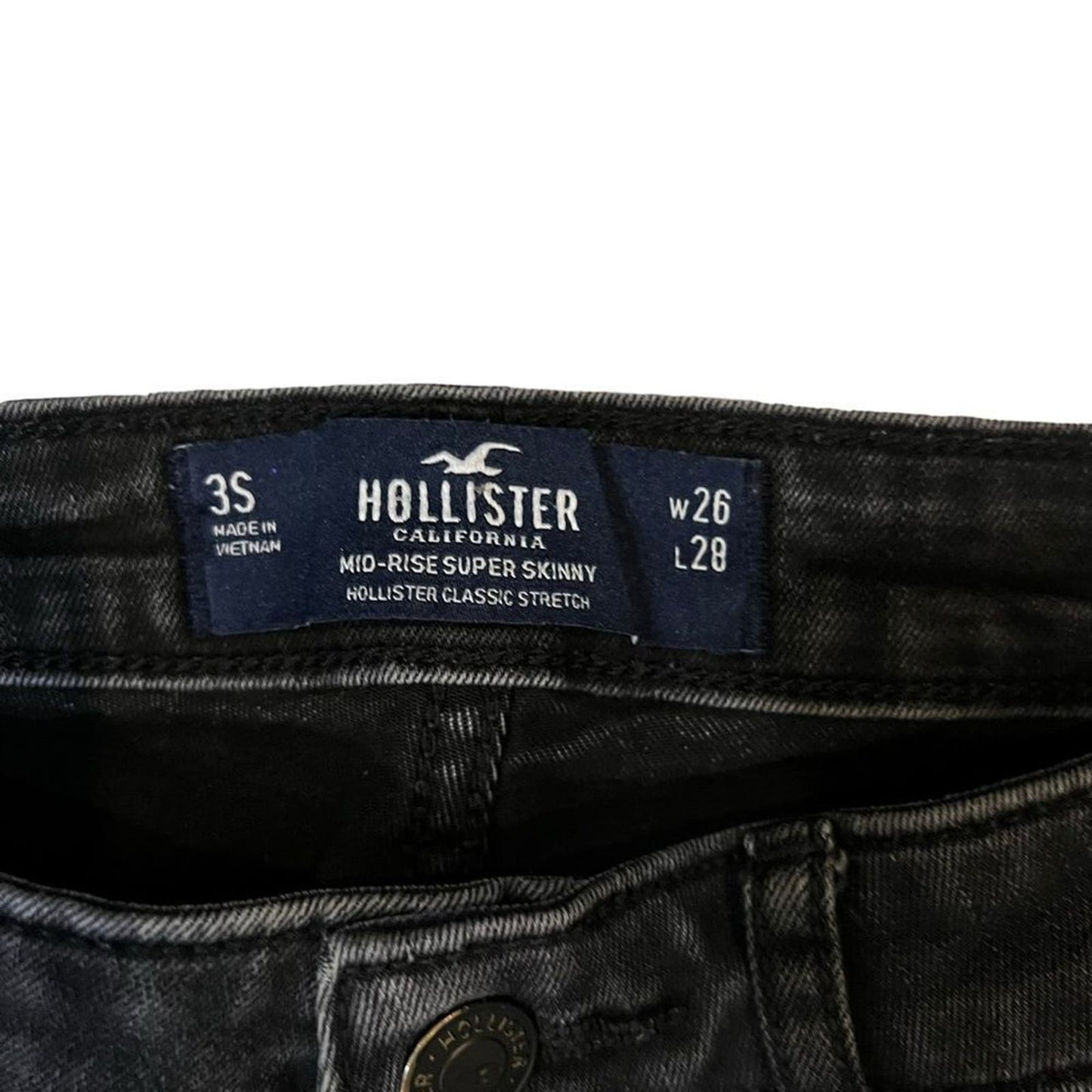 Hollister Mid-Rise Super Skinny Black Jeans Size 3S