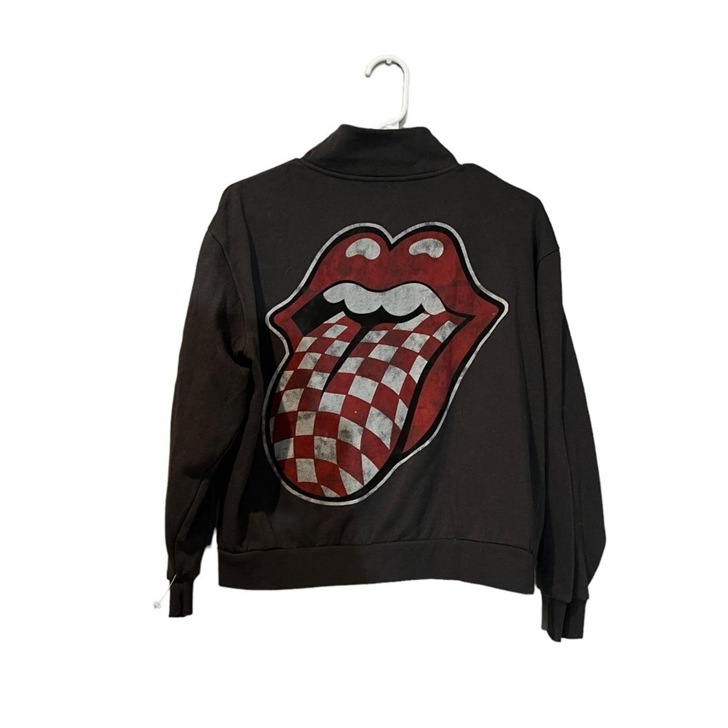 The Rolling Stones Quarter Zip Cropped Sweatshirt Women's Size Small