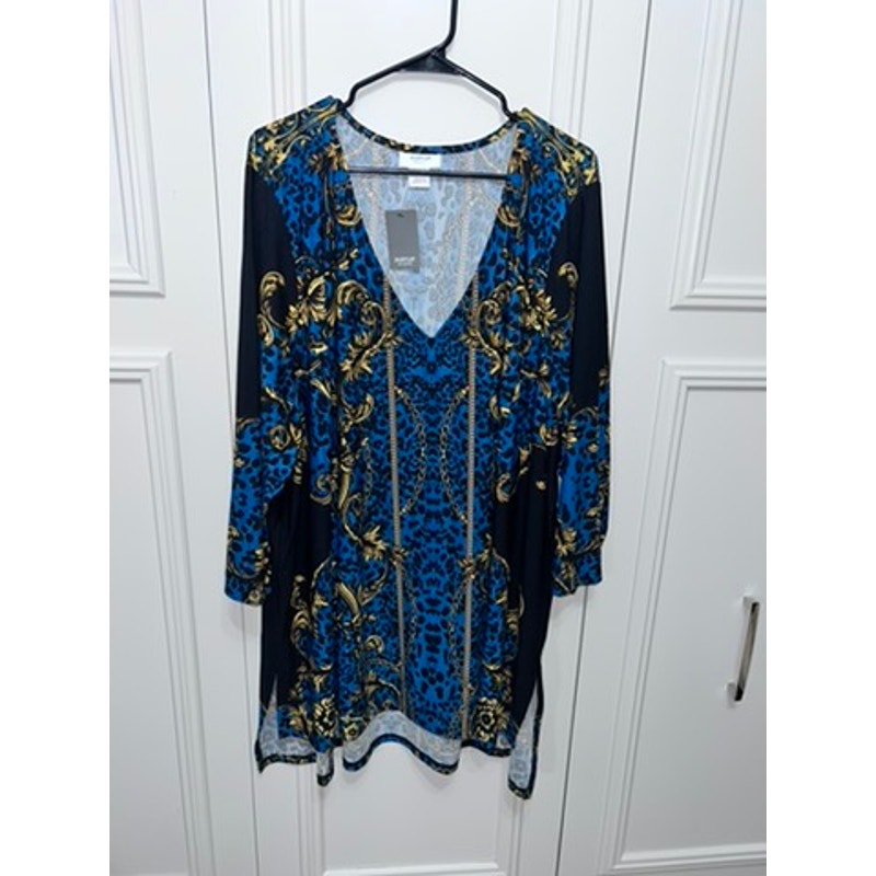 NWT Avenue Studio Women's Geometric Print Blouse Size 30 Multicolor