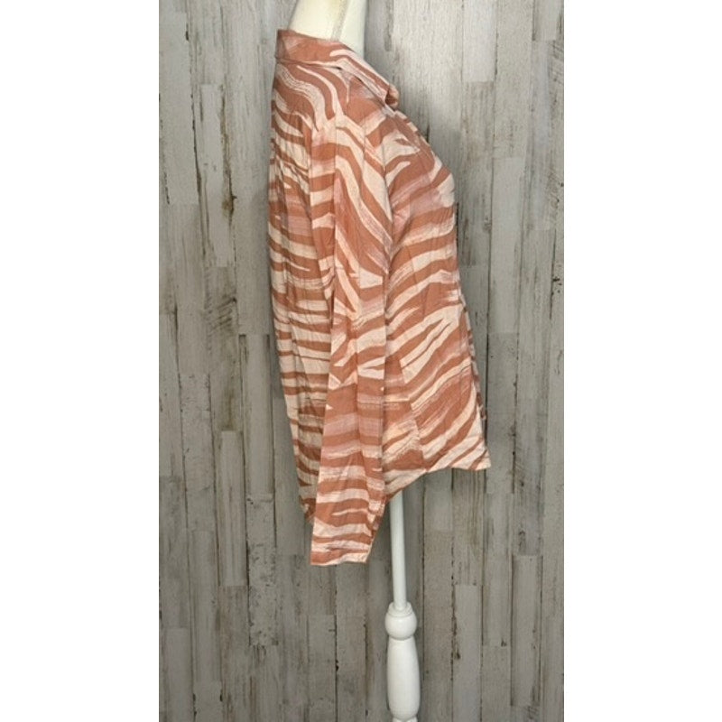 Cloth & Stone Women's Small Pink Zebra Print Button-Down Shirt Long Sleeve