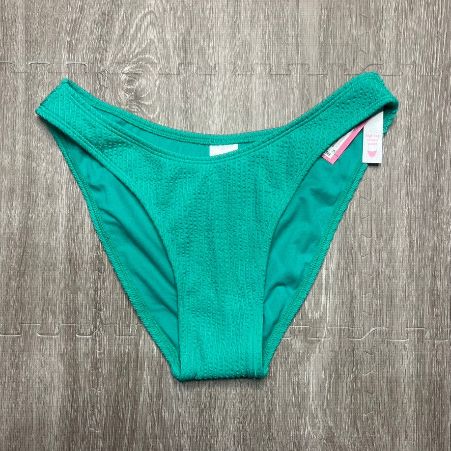 NWT Xhilaration Juniors Green High Leg Bikini Bottom Size Large