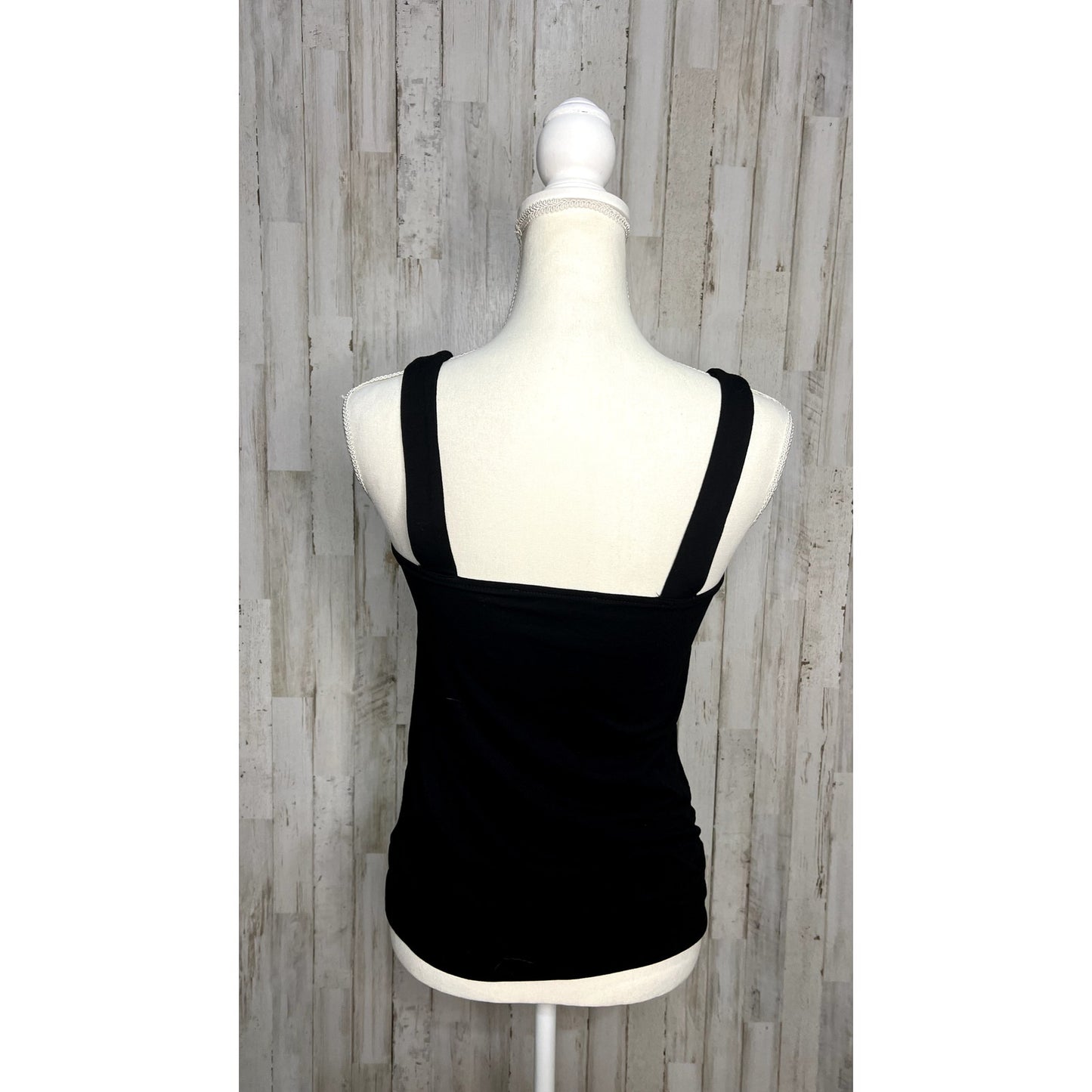 White House Black Market Women's XS Black Draped Square Neck Tank Top