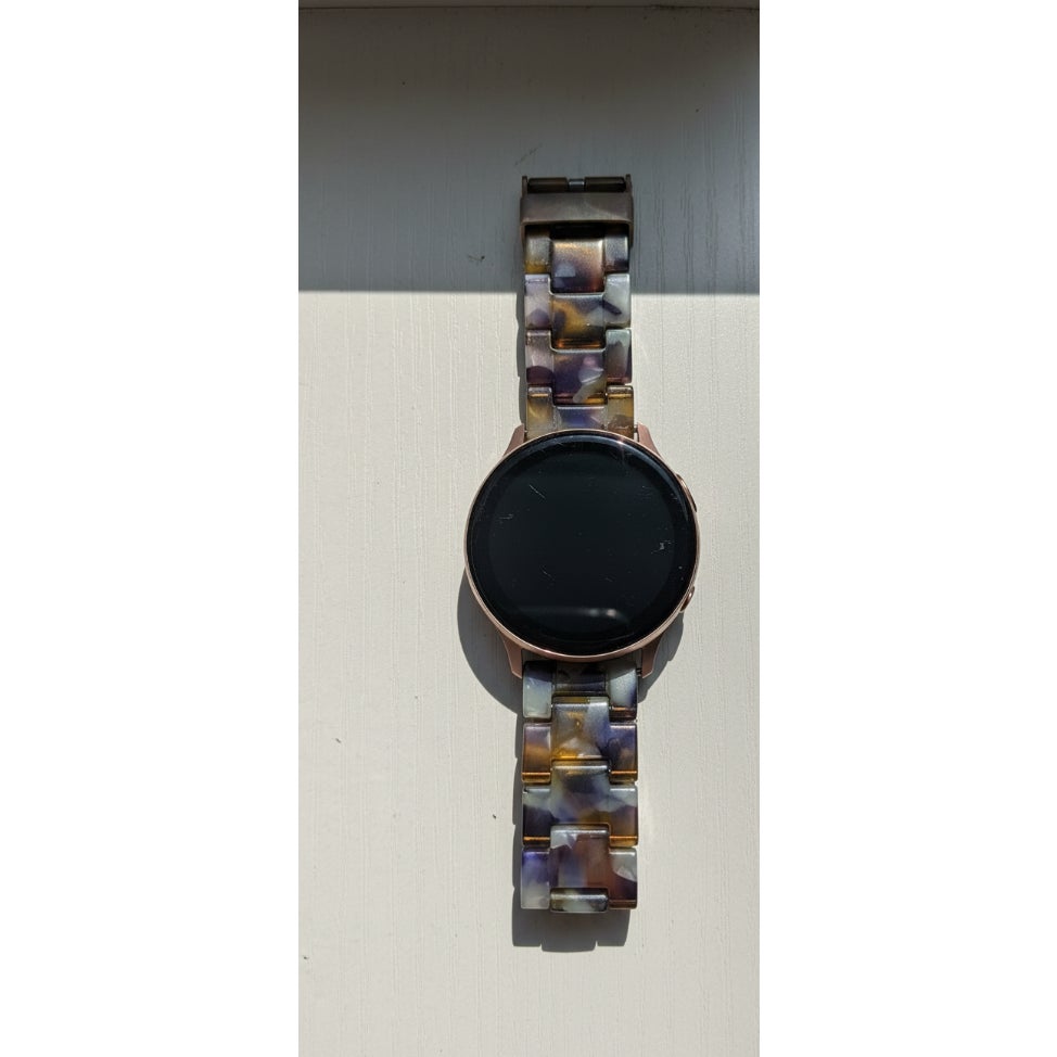 Samsung Galaxy Watch Active2 Rose Gold Cracked Screen Resin Link Band NOT TESTED