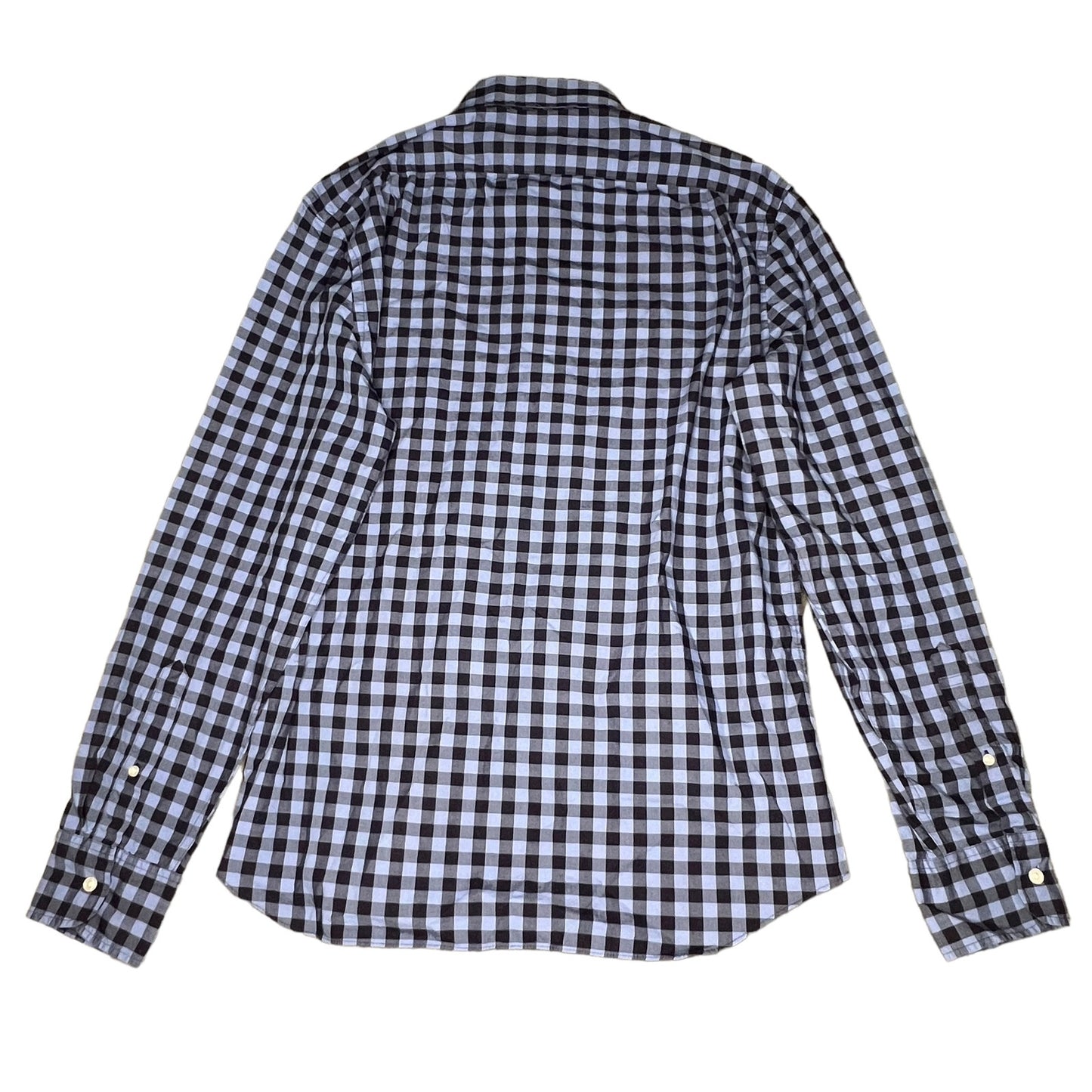 J.CREW Men's Medium Flex Washed Navy/Blue Gingham Long Sleeve Button-Down Shirt