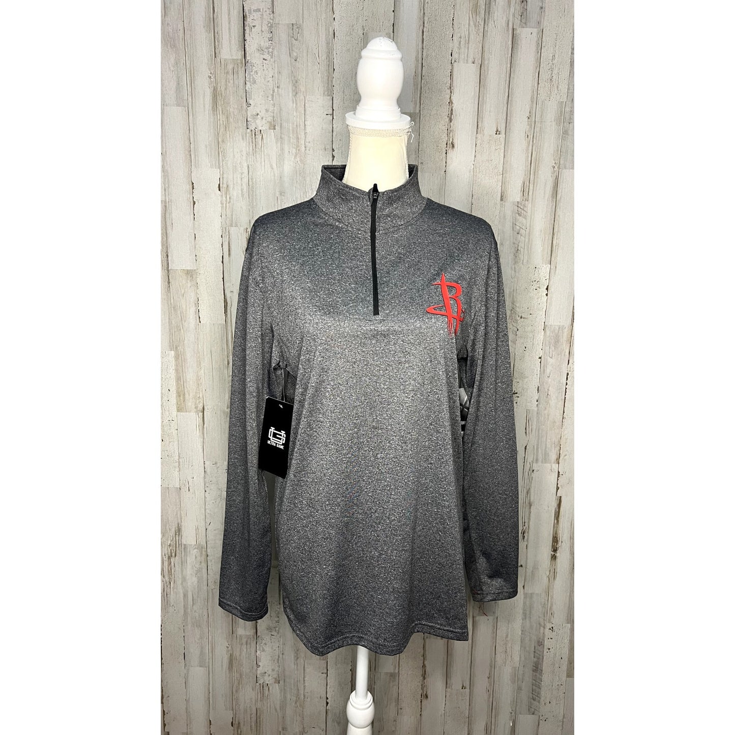 NWT NBA Ultra Game Houston Rockets Men's Quarter-Zip Pullover Gray Size Small