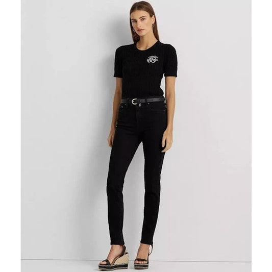 NWT Lauren Ralph Lauren Women's High-Rise Skinny Ankle Jeans Black Size 14W Plus