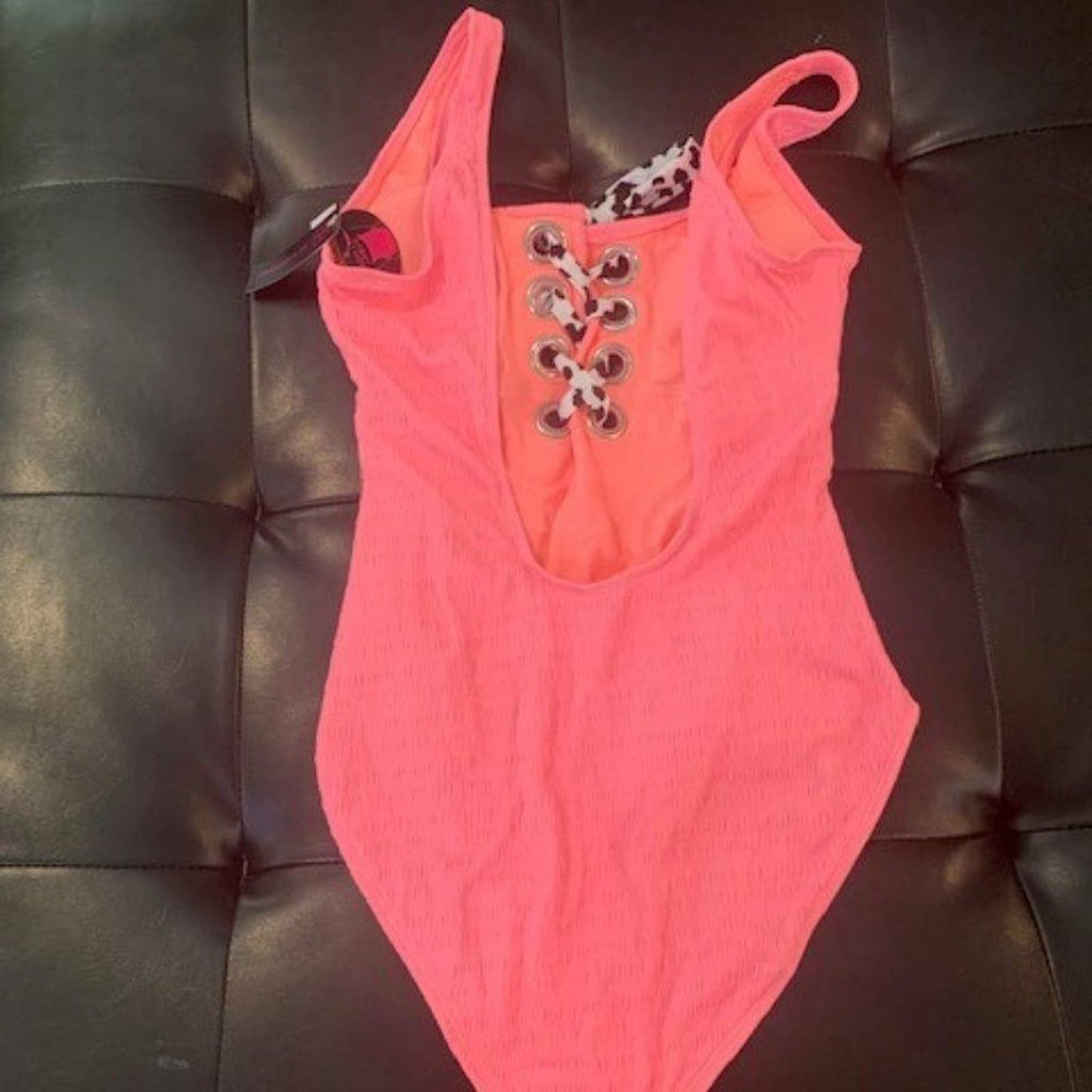 No Boundaries Pink Lace-up One Piece L NWT