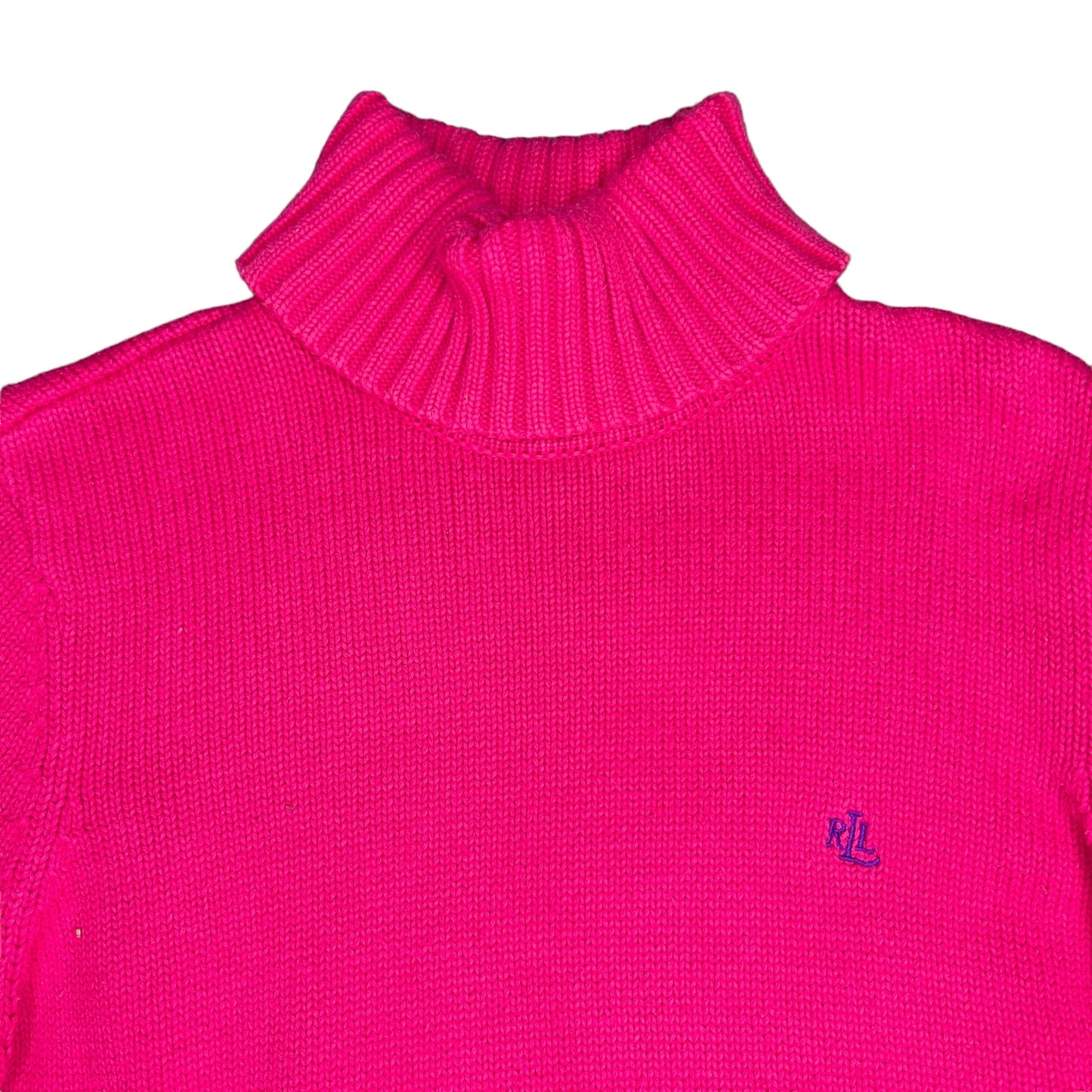 Vintage Lauren Ralph Lauren Women's Medium Pink Knit Turtleneck Sweater