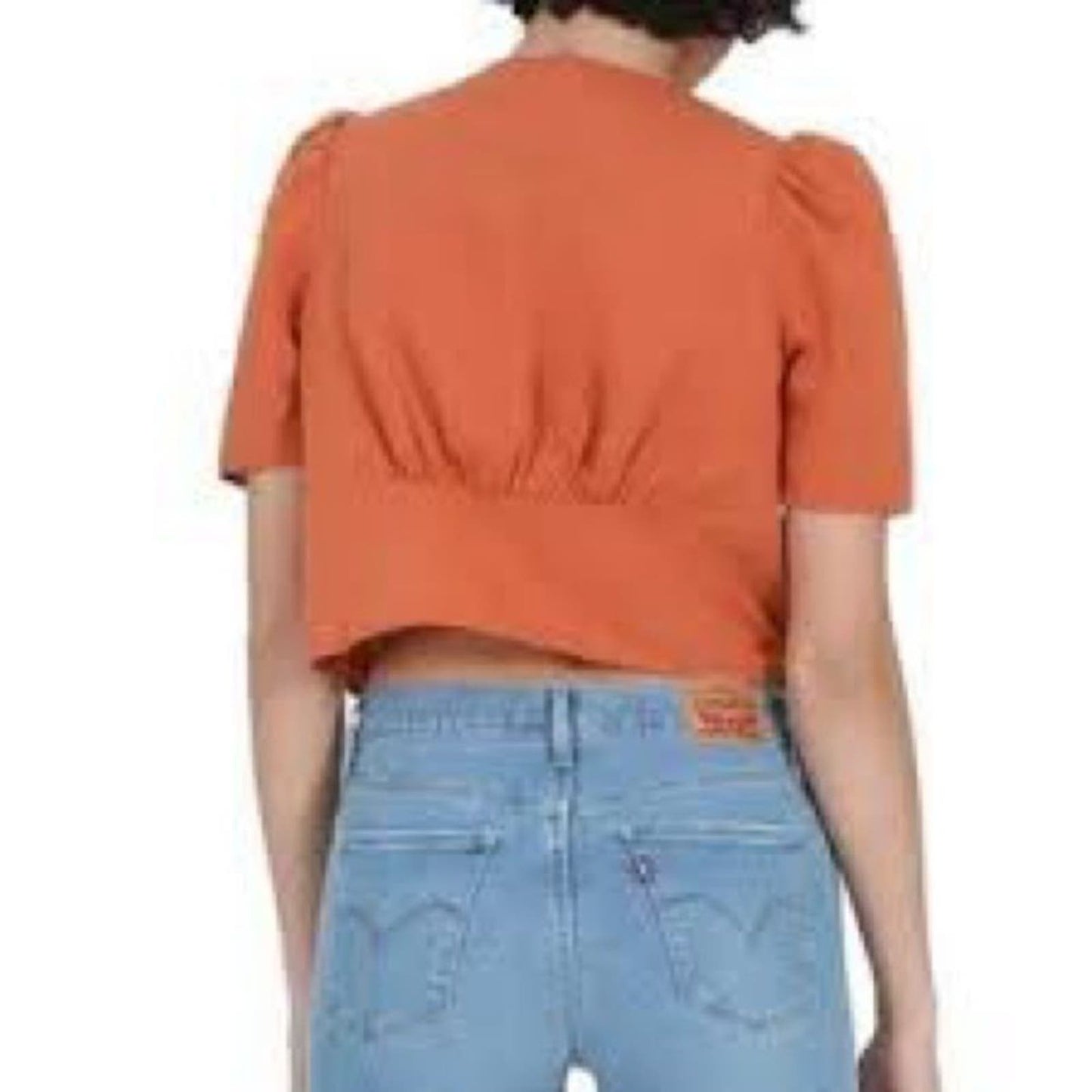 NWT Levi's Linen Luisa Puff Sleeve Blouse Orange Medium