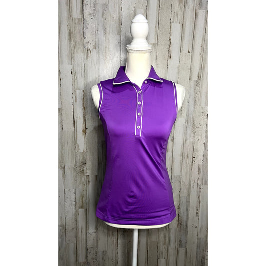 Adidas Women's XS Purple Sleeveless Polo Shirt ClimaCool Golf Casual