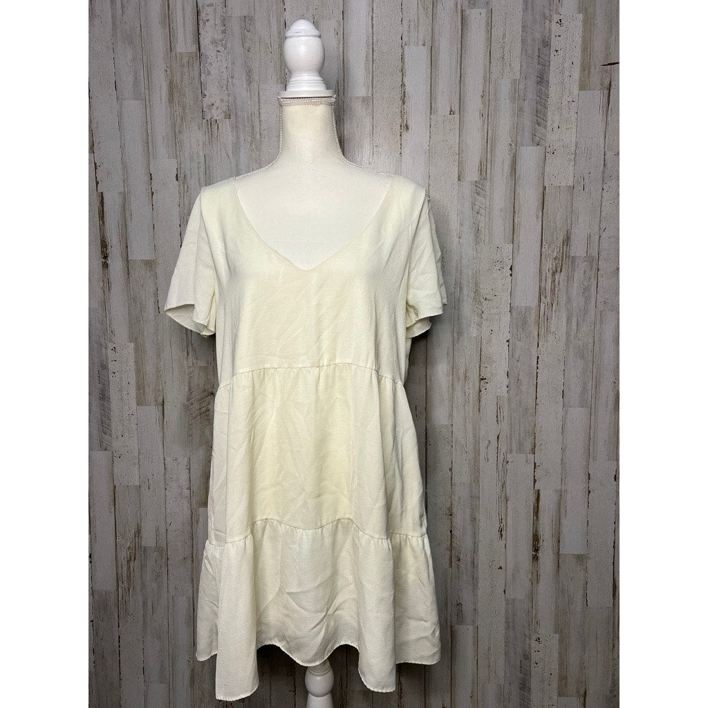 Show Me Your Mumu Women's Size Large Cia Mini Dress White Tiered A-Line