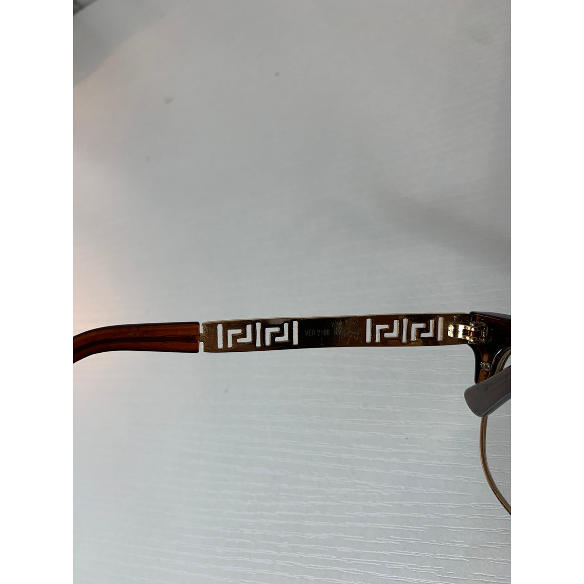 Versace Prescription Eyeglasses Frame Unisex Brown Gold Semi-Rimless Clubmaster Medusa