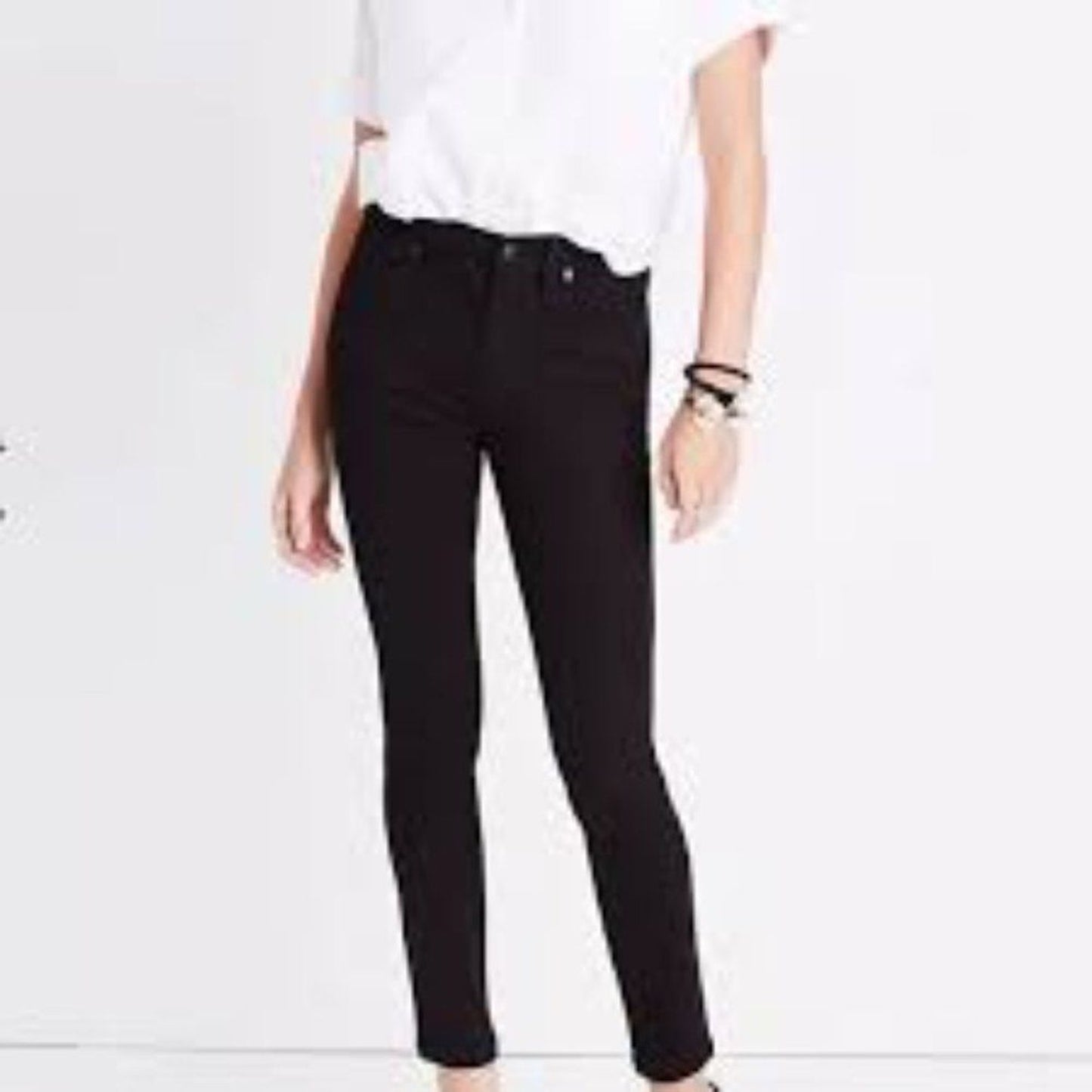 Madewell Women's 9" High Rise Skinny Jeans Black Dark Wash Size 26 5-Pocket