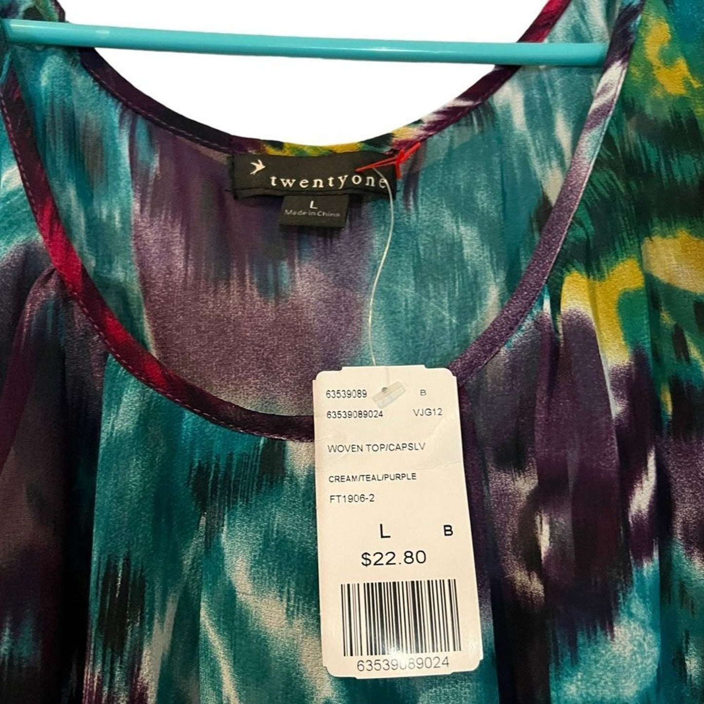 NWT Twenty One MultiColored Sheer Blouse Size Large