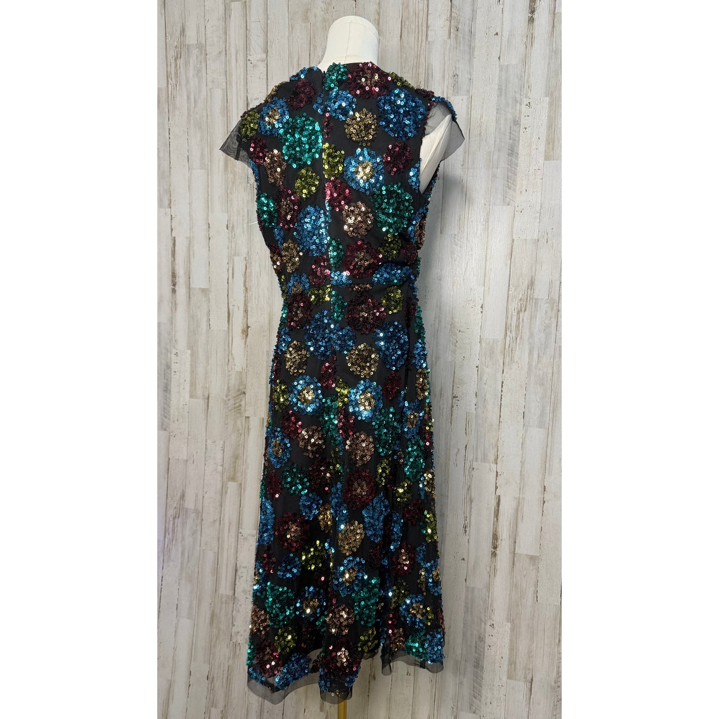 NWT Eva Franco Glenna Sequined Midi Dress Multicolor Size 0 Party/Cocktail