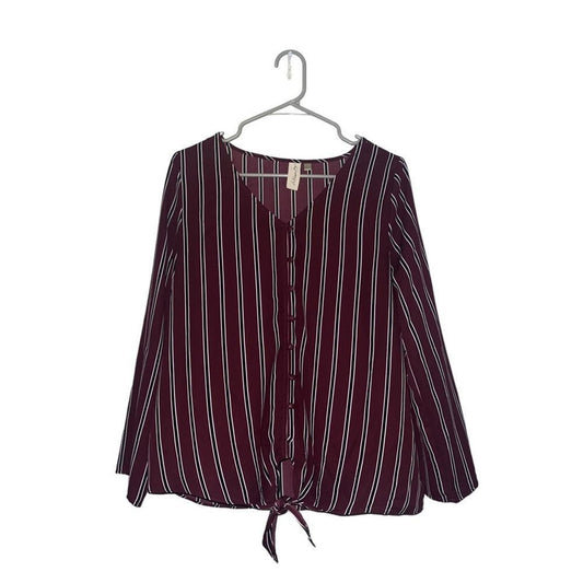 Allison Joy Maroon Stripped Blouse Size Small