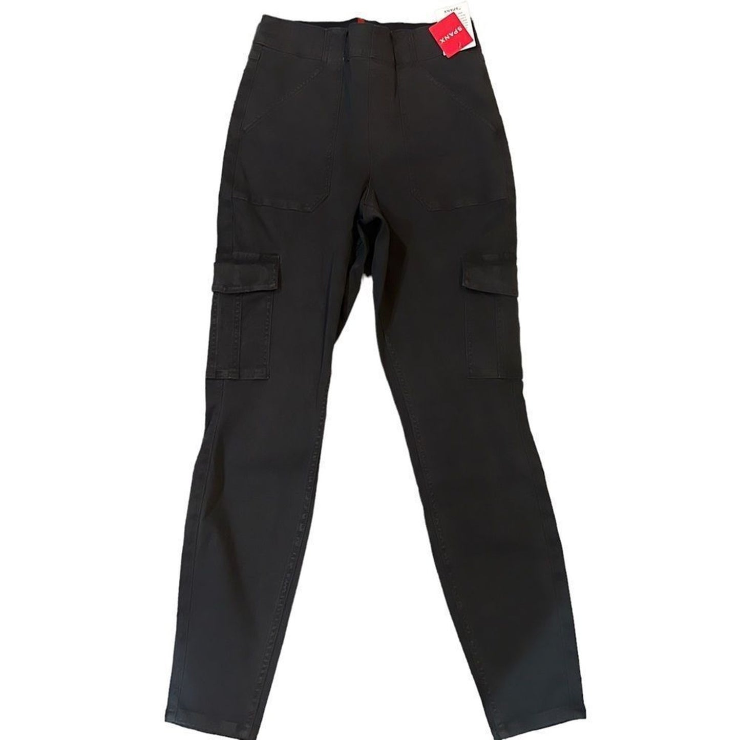 NWT SPANX Womens Cargo Pants Size Large Washed Black High Rise Pull-On Ankle