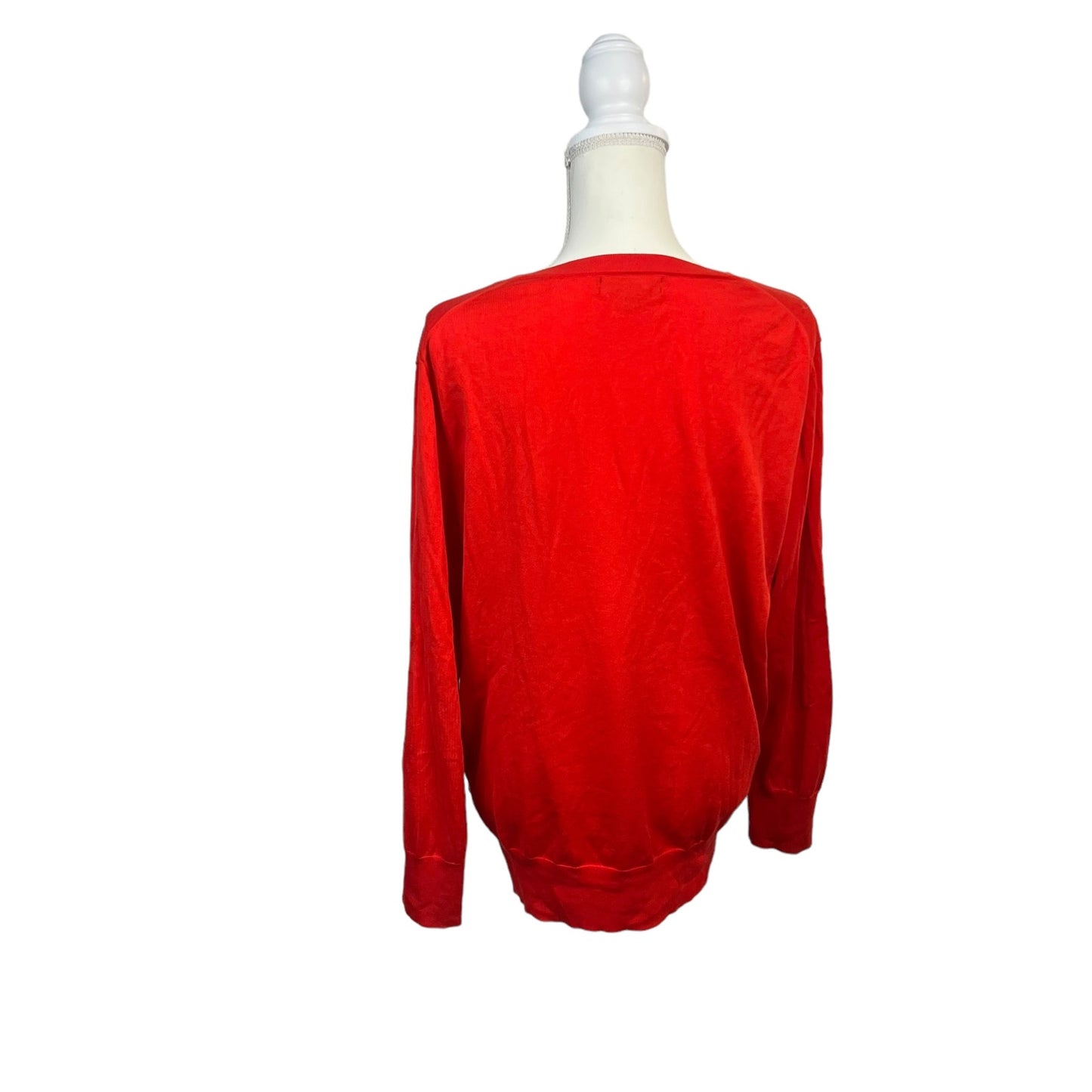 Banana Republic Women's Large Red V-Neck Long Sleeve Pullover Stretch Sweater