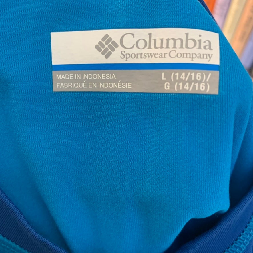 Columbia Boys Rash Guard Swim Shirt Blue Colorblock Size L