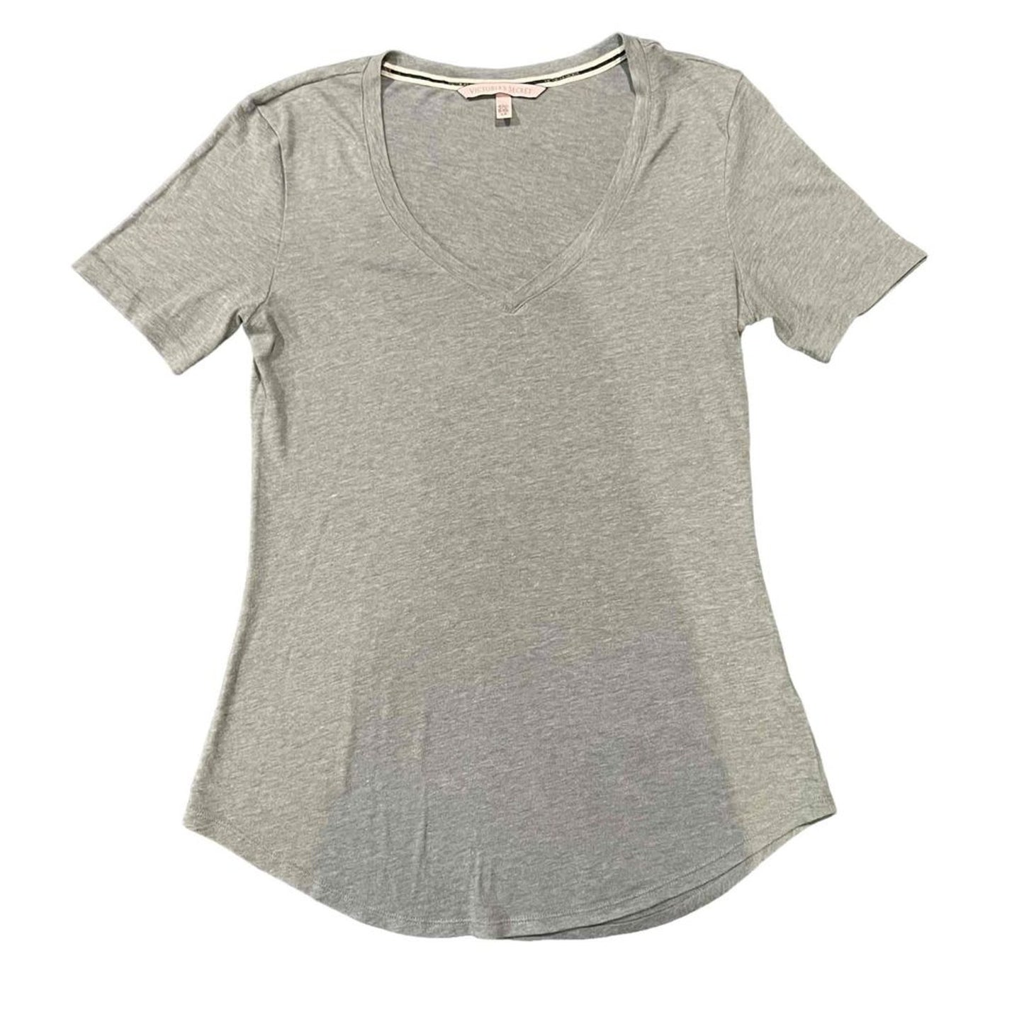 Victoria's Secret T-Shirt Womens Size Small Gray Heather V-Neck Short Sleeve