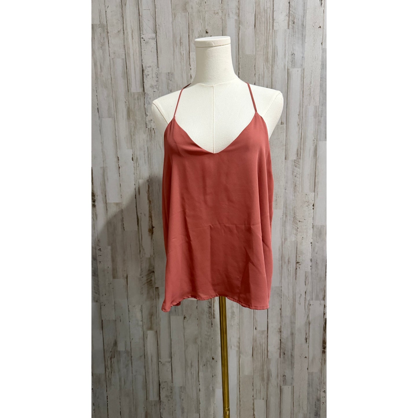 Wet Seal Cami Tank Top Womens Size L Pink V-Neck Racerback Spaghetti