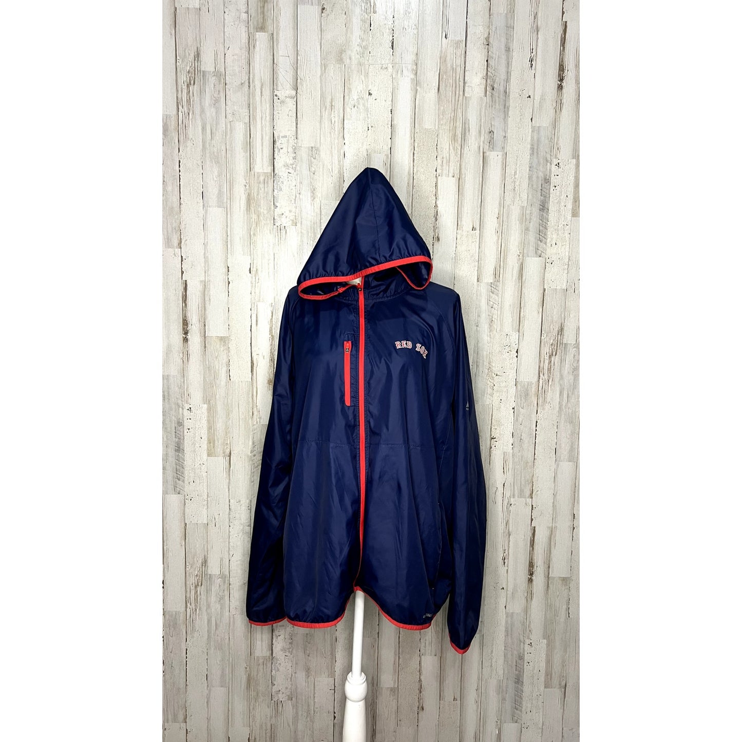 Majestic Boston Red Sox Men's 2XL Blue Full-Zip Hooded Windbreaker Jacket