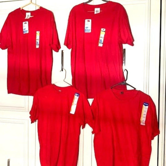 NEW! set 4 solid red short-sleeved  T-shirts NWT